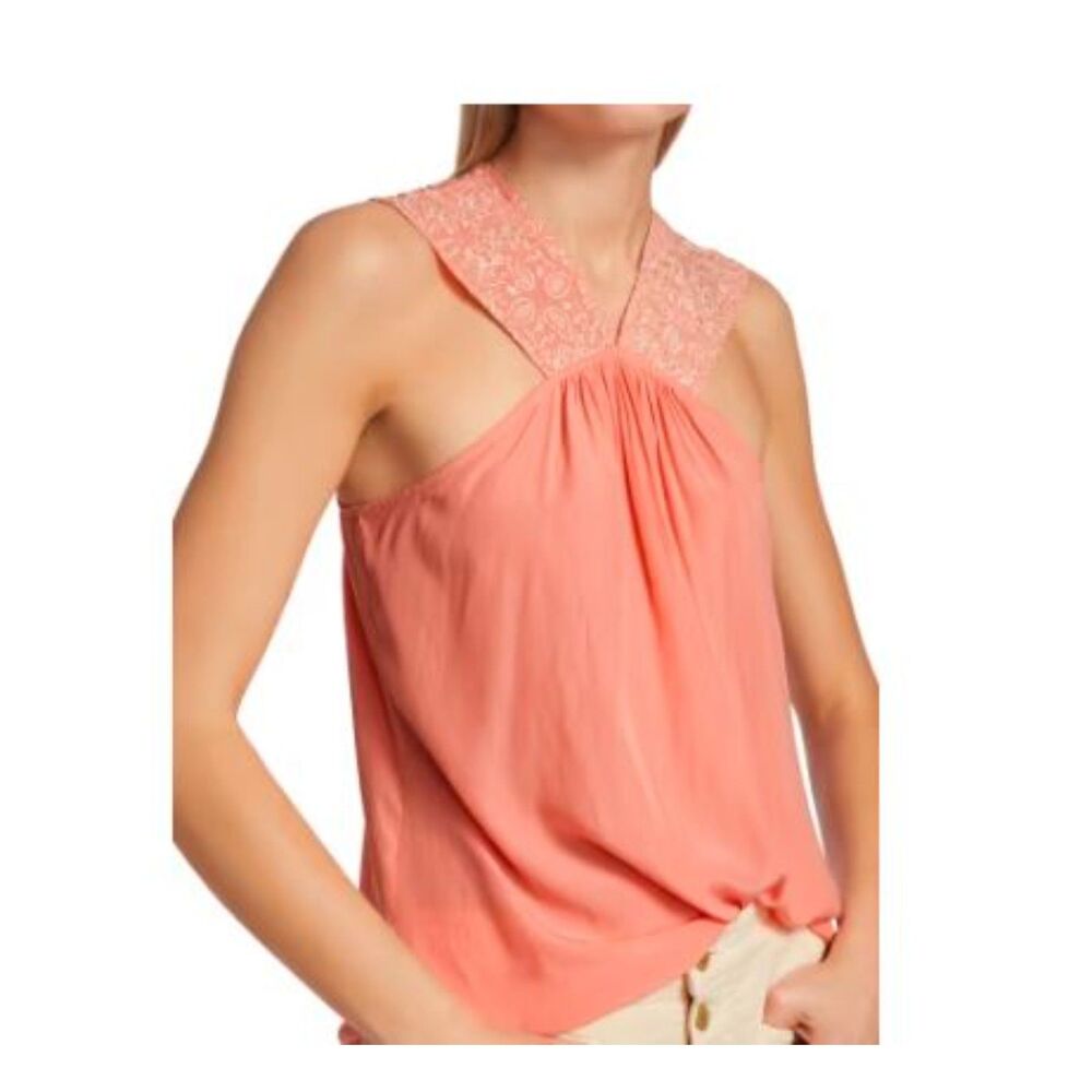 Ramy Brook Darby Embriodered Tank Top Coral Peach NWT 295 Sz S - Picture 4 of 13